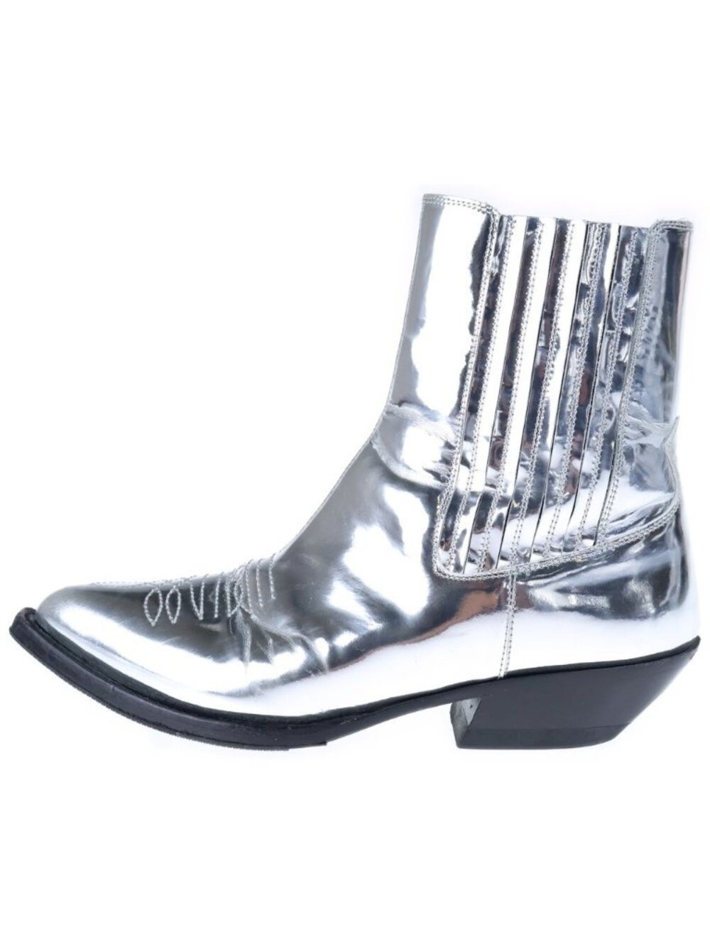 Celine Western Boots Metallic Silver